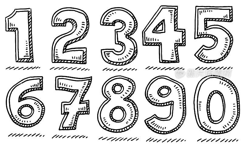 Bold Numbers Set Drawing